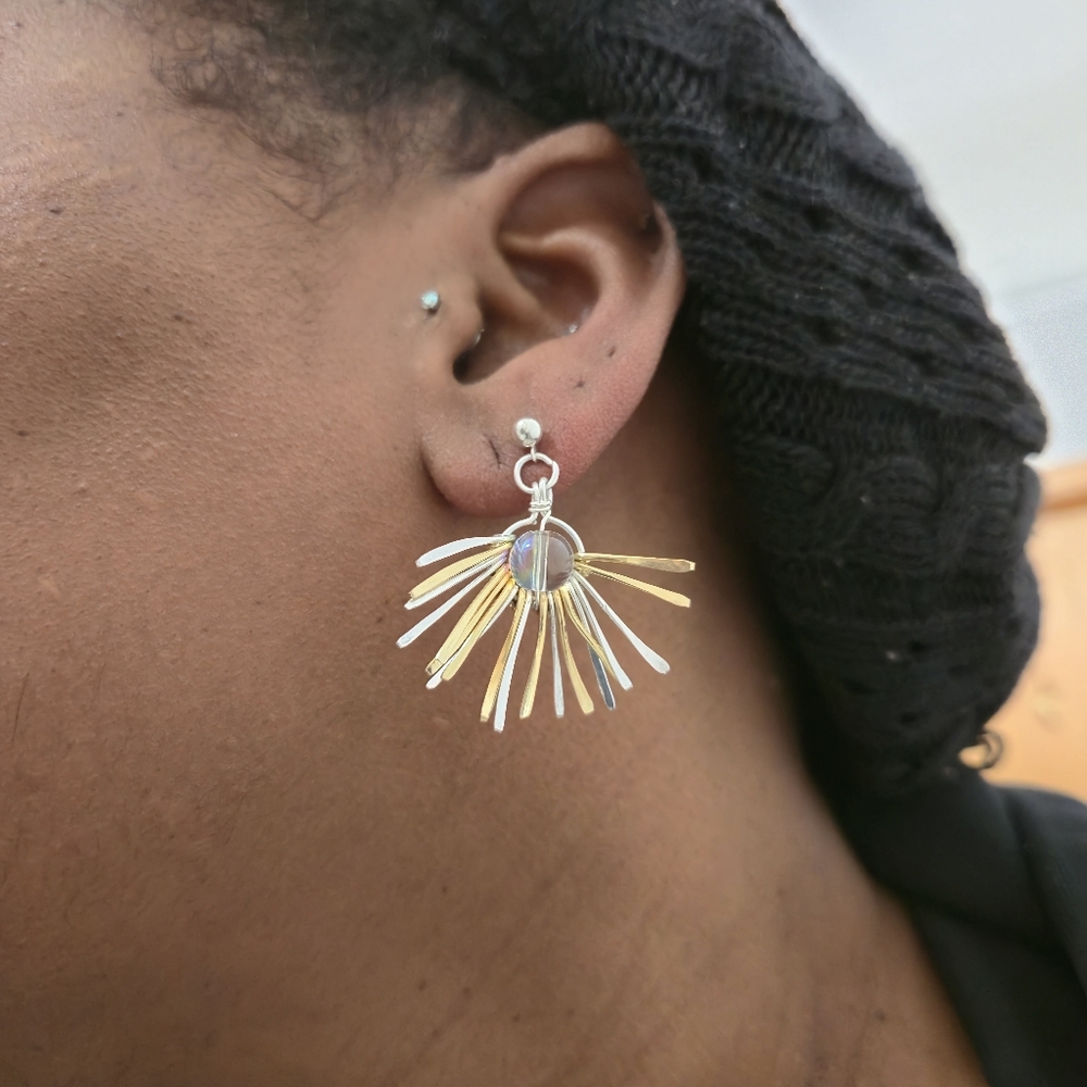 Elegant Gold and Silver Sunburst Earrings